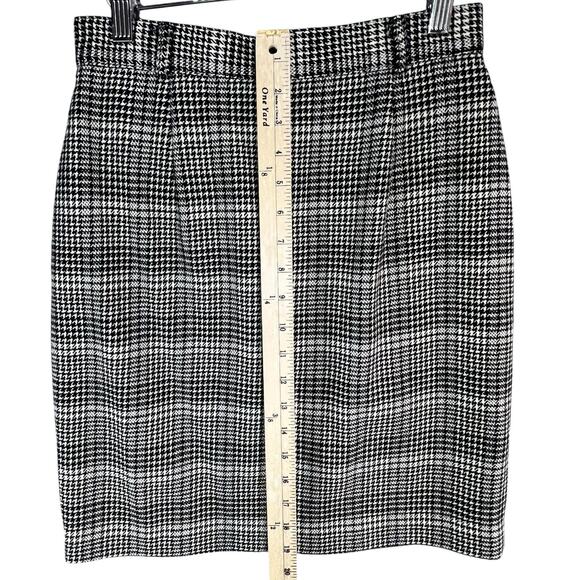 Talbots Vintage Pencil Skirt 10 Black Houndstooth Wool Academia Preppy Classic - Picture 8 of 13